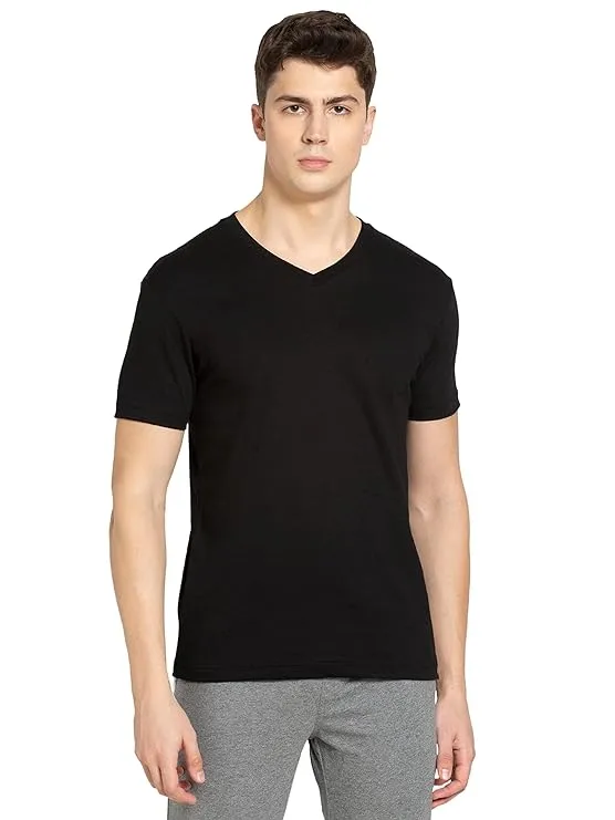 Jockey 2726 Men's Super Combed Cotton Rich Solid V Neck Half Sleeve T-Shirt