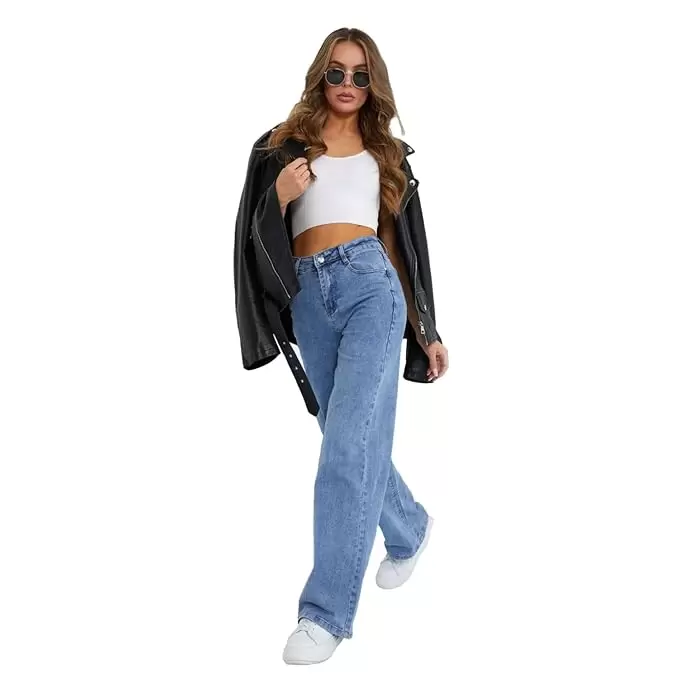 SHIE DENIM Women Boyfriends Jeans High Waist Baggy Denim Pants Wide Leg Loose Straight Jeans
