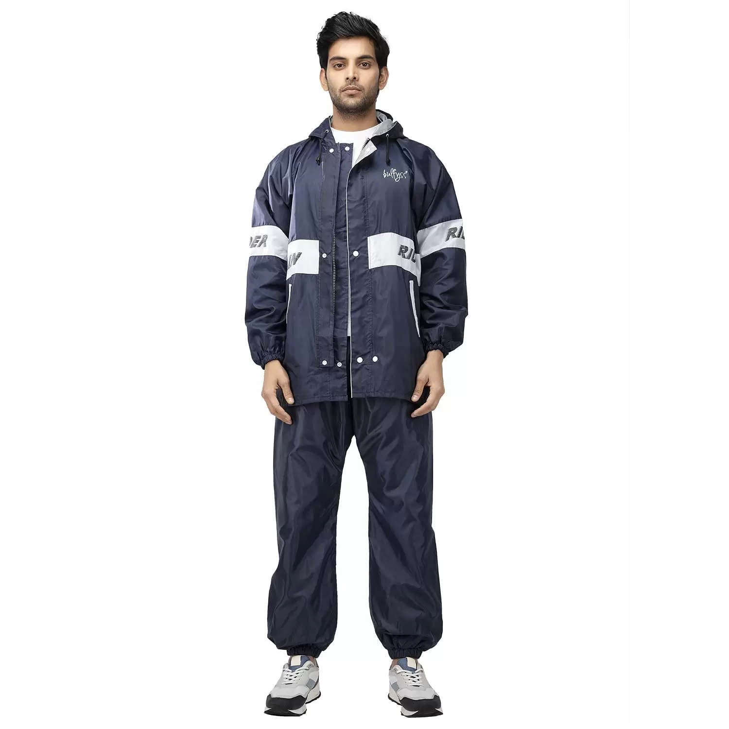 Bulfyss Raincoat 100% Waterproof Polyester Reversible Double Layer Rain Coat For Men
