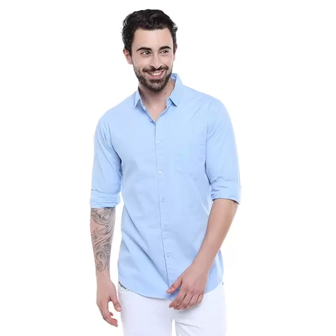 Dennis Lingo Men's Solid Slim Fit Casual Shirt, Full Sleeve Shirt for Casual Wear & Formal Wear (Also Available in Plus Size)